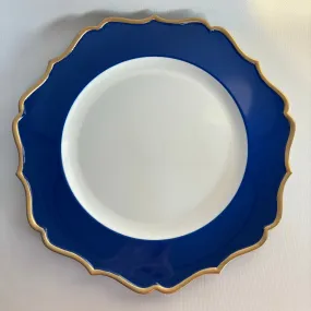 13" Acrylic flower Charger Plate-Royal blue/gld