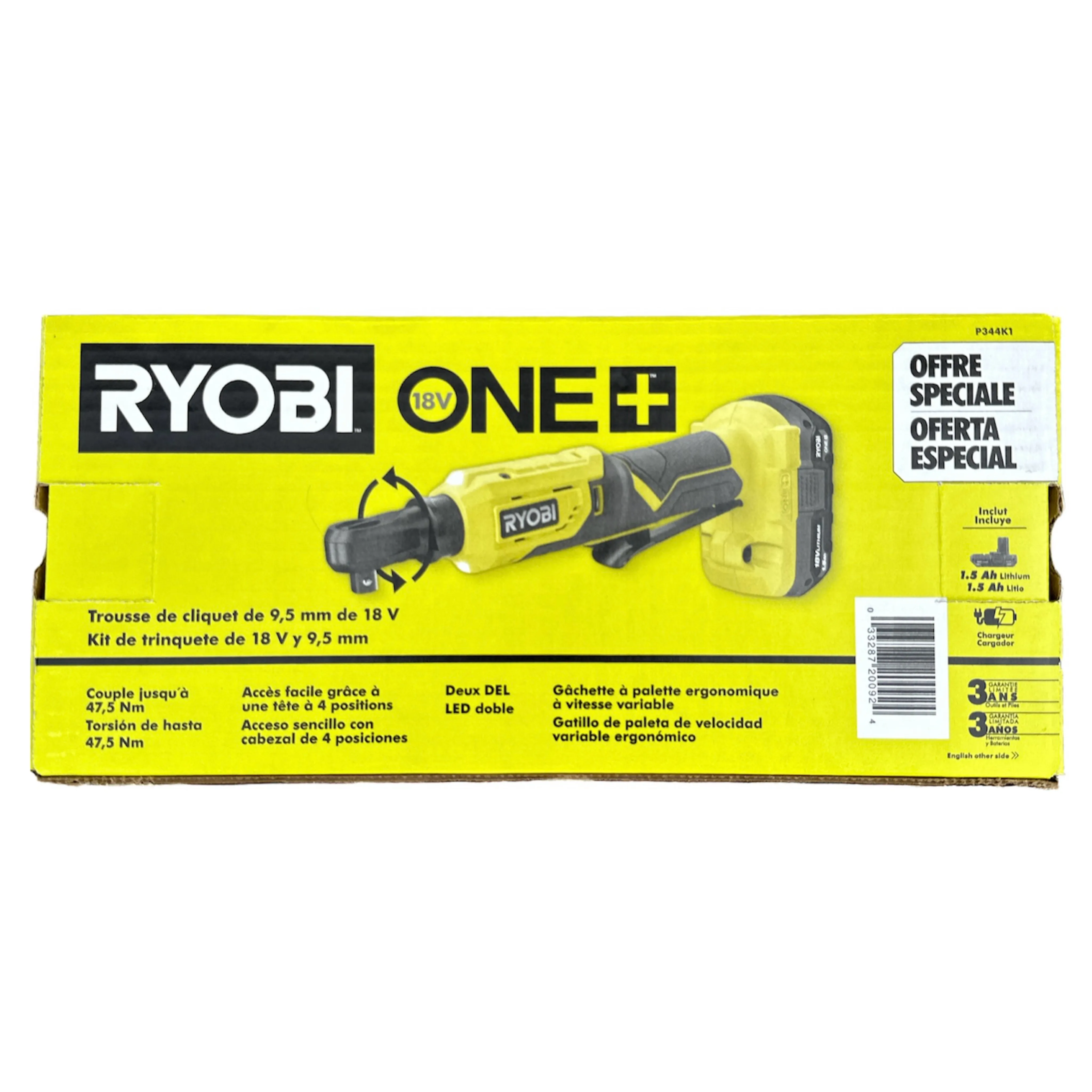 18-Volt ONE  Cordless 3/8 in. 4-Position Ratchet w/ Battery & Charger