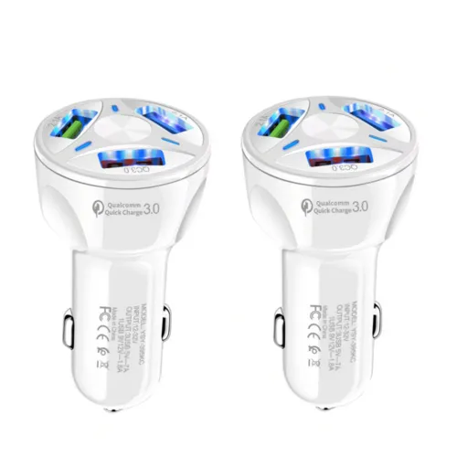 2 Pack 3 Port USB Fast LED Car Charger For Devices