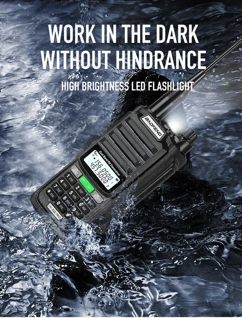 2023 Baofeng UV S22 PRO V2 IP68 Waterproof 10W Power Walkie Talkie Type-C Charger FM Radio UHF VHF Long Range Upgrade UV-9R Plus