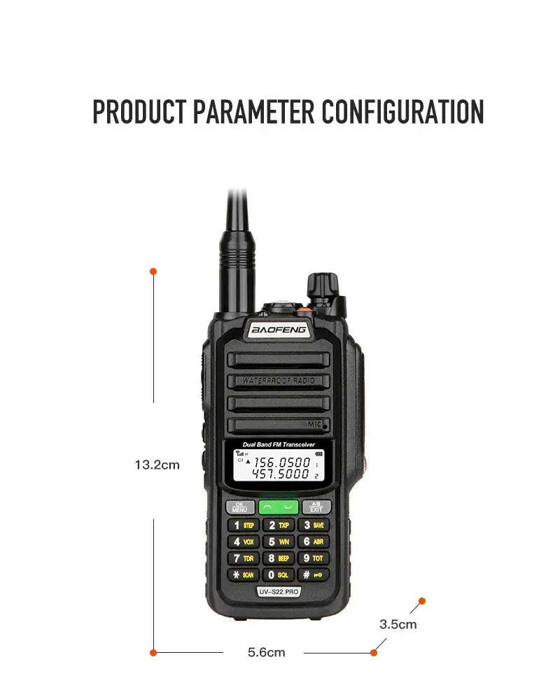 2023 Baofeng UV S22 PRO V2 IP68 Waterproof 10W Power Walkie Talkie Type-C Charger FM Radio UHF VHF Long Range Upgrade UV-9R Plus