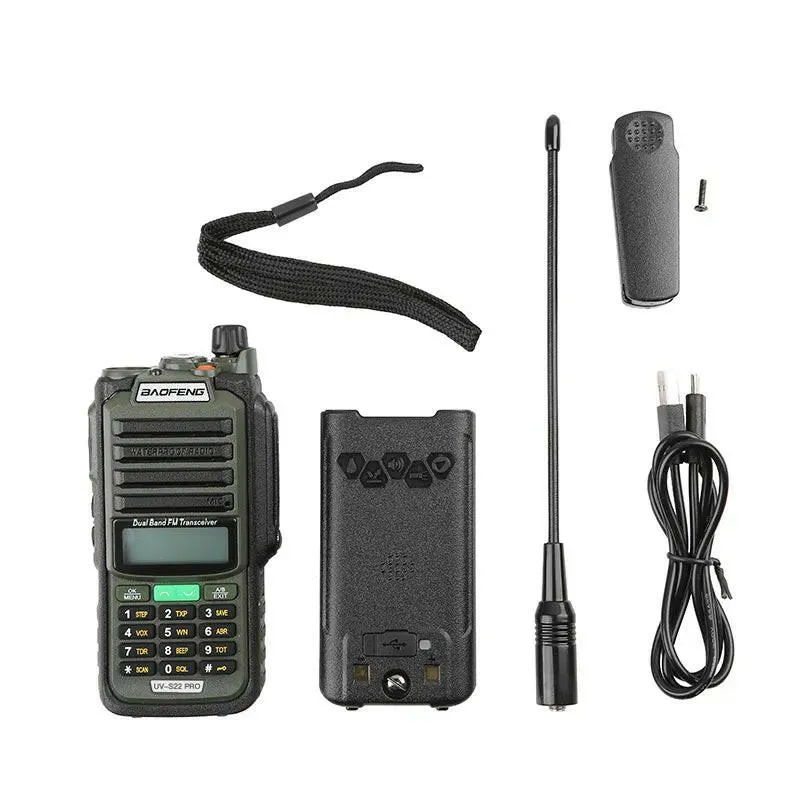 2023 Baofeng UV-S22 Pro Walkie Talkie Waterproof IP68 Type-c Charger Powerful UHF VHF Long Range Ham CB Radio Upgrade UV-9R Plus