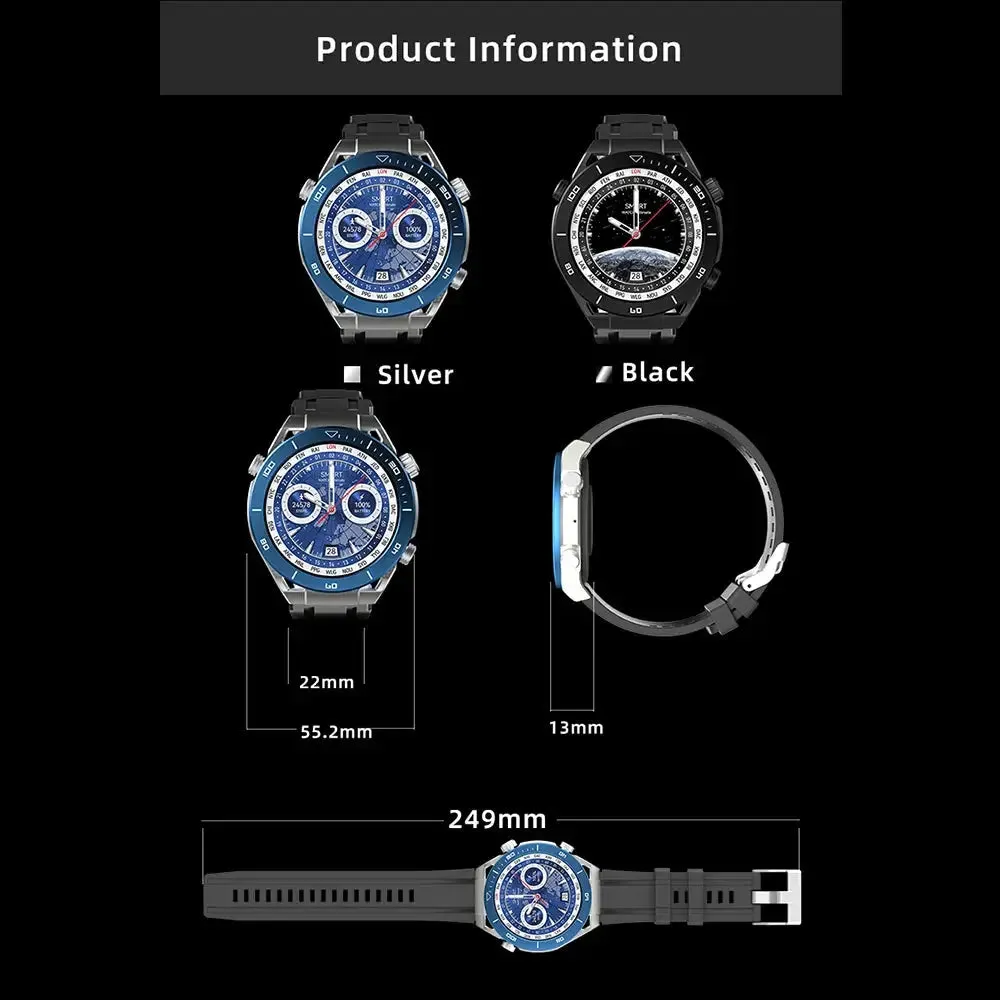 2024 New GPS Smartwatch Bluetooth Call Message Reminder Heart Rate Monitor Sports Smartwatch Men Women Android IOS Watch Gift