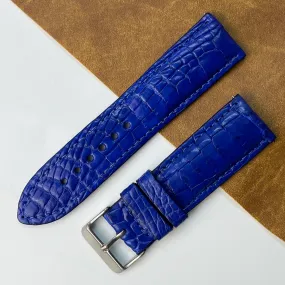 24mm Blue Unique Pattern Alligator Leather Watch Band For Men DH-50U