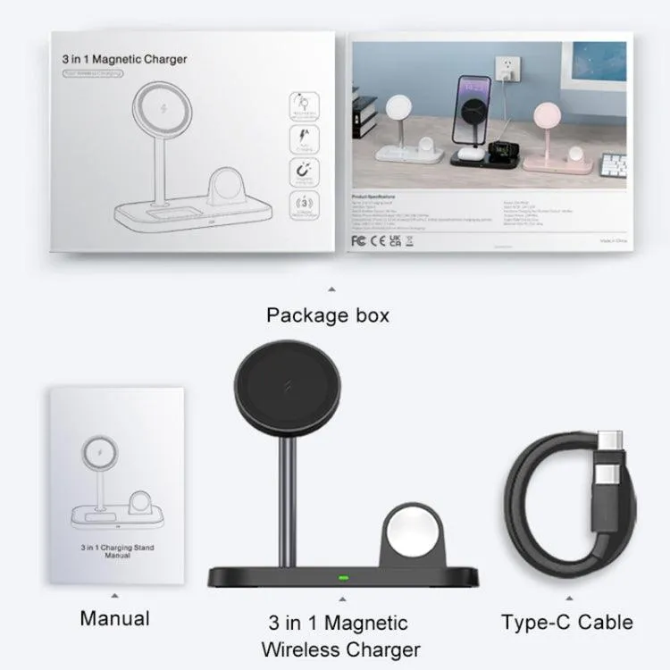 3-in-1 Magnetic Wireless Charging Station with Phone Holder