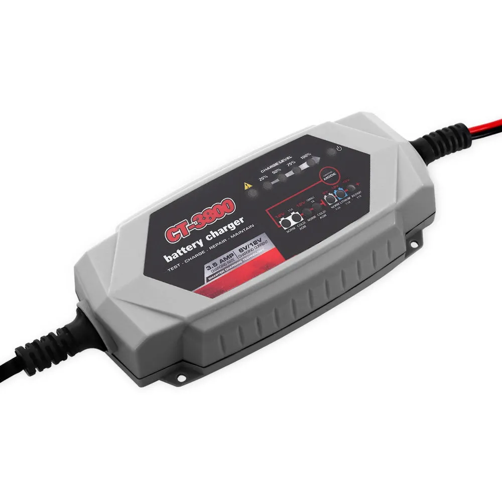 3.5A 8-Mode Car Battery Charger, 6V/12V, Automatic, AGM, CT-3800