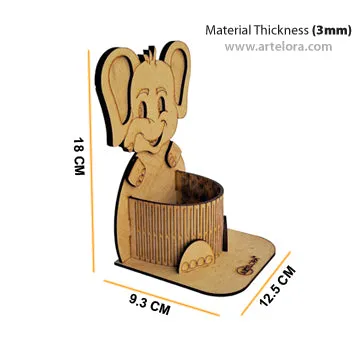 3D Model Laser Cutting Elephant Pen Holder (animal)