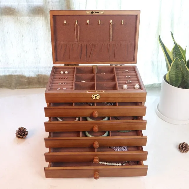 6-Layer Wooden Jewelry Box