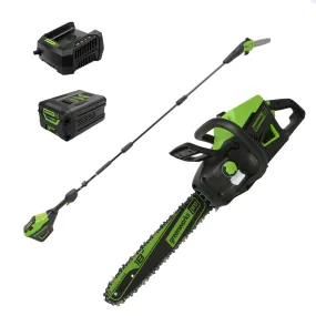 60V 18" Cordless Battery 2.0kW Chainsaw & 10" Pole Saw Combo Kit w/ 4.0Ah Battery & Charger