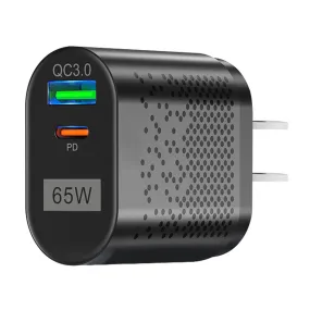 65W Type C Fast Wall Charger - PD QC3.0 Adapter for iPhone 14/13/12/11, Samsung S22/S21, Switch, MacBook, iPad