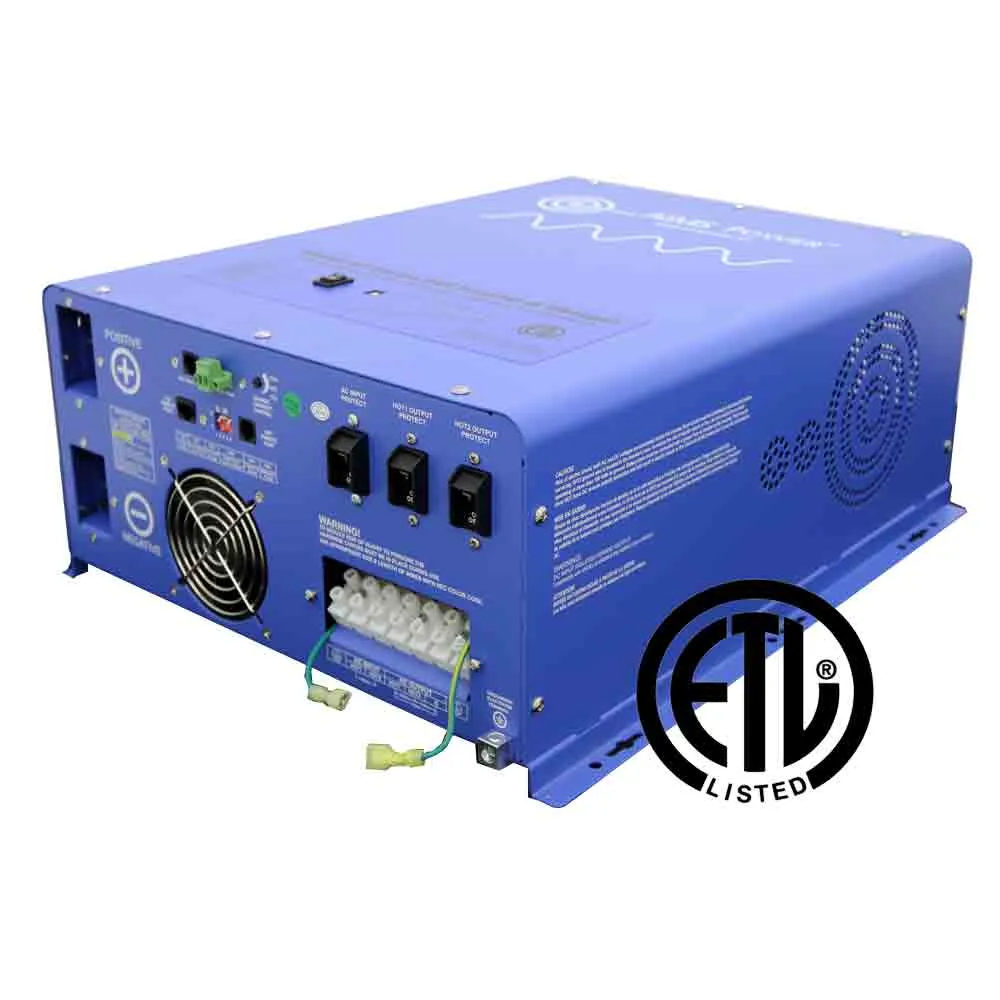 Aims Power - 4000 Watt Pure Sine Inverter Charger ETL Listed to UL 458 - 24 VDC 120 VAC 50/60Hz - PICOGLF4024120UL