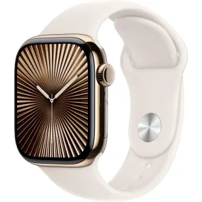 Apple Watch Series 10 42mm Gold Titanium Case GPS   Cellular Sport Band (S/M)[Starlight]