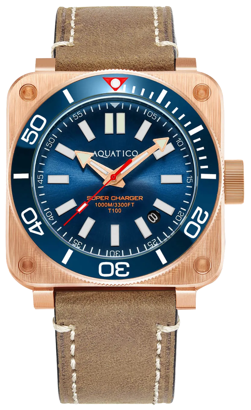 Aquatico Super Charger Bronze Blue Ceramic Bezel