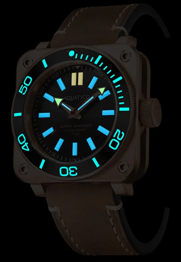 Aquatico Super Charger Bronze Blue Ceramic Bezel