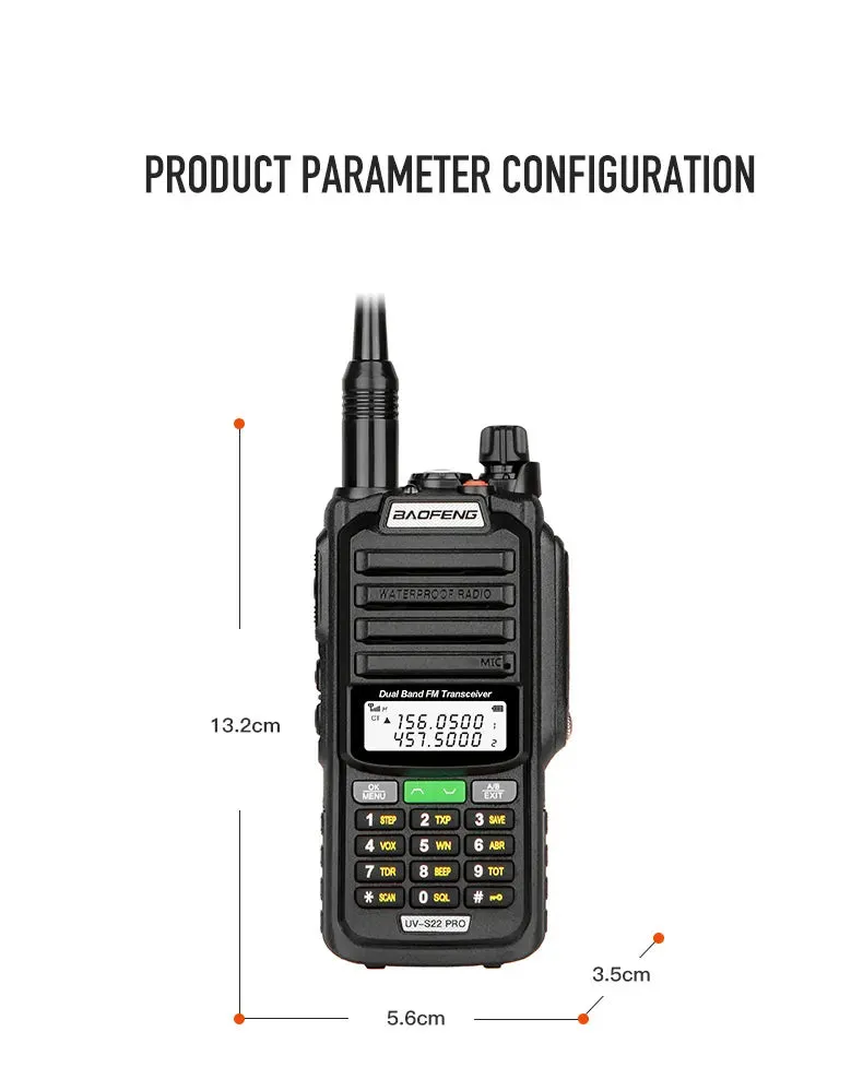 Baofeng UV S22 Pro V2 10W IP68 Walkie Talkie Waterproof High Power CB Ham Long Range UV68 Portable Two Way Radio UV-S22 Hunting