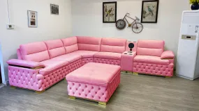 Barcelona Pink Velvet Modular Sectional