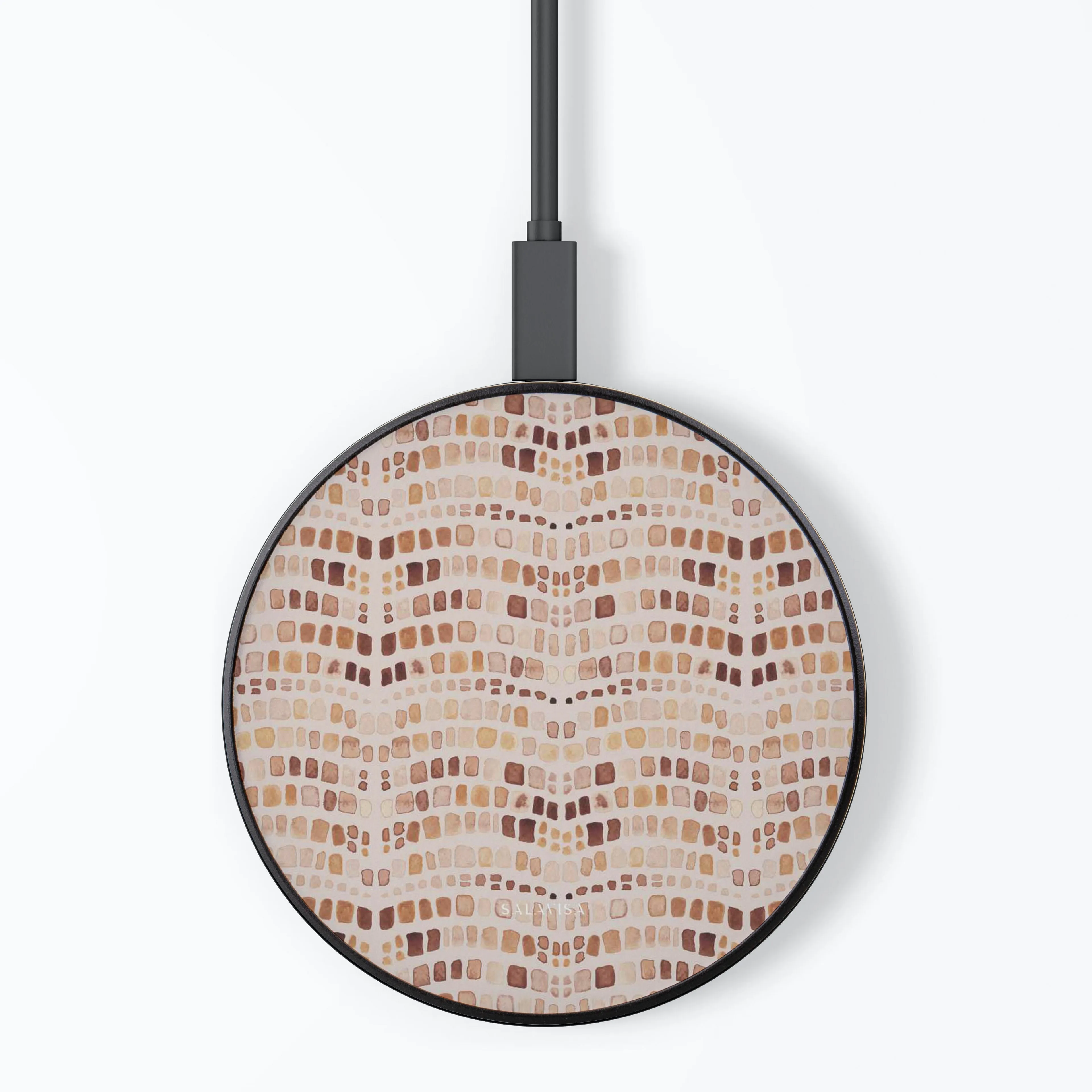 Beige Watercolor Safari Wireless Charger