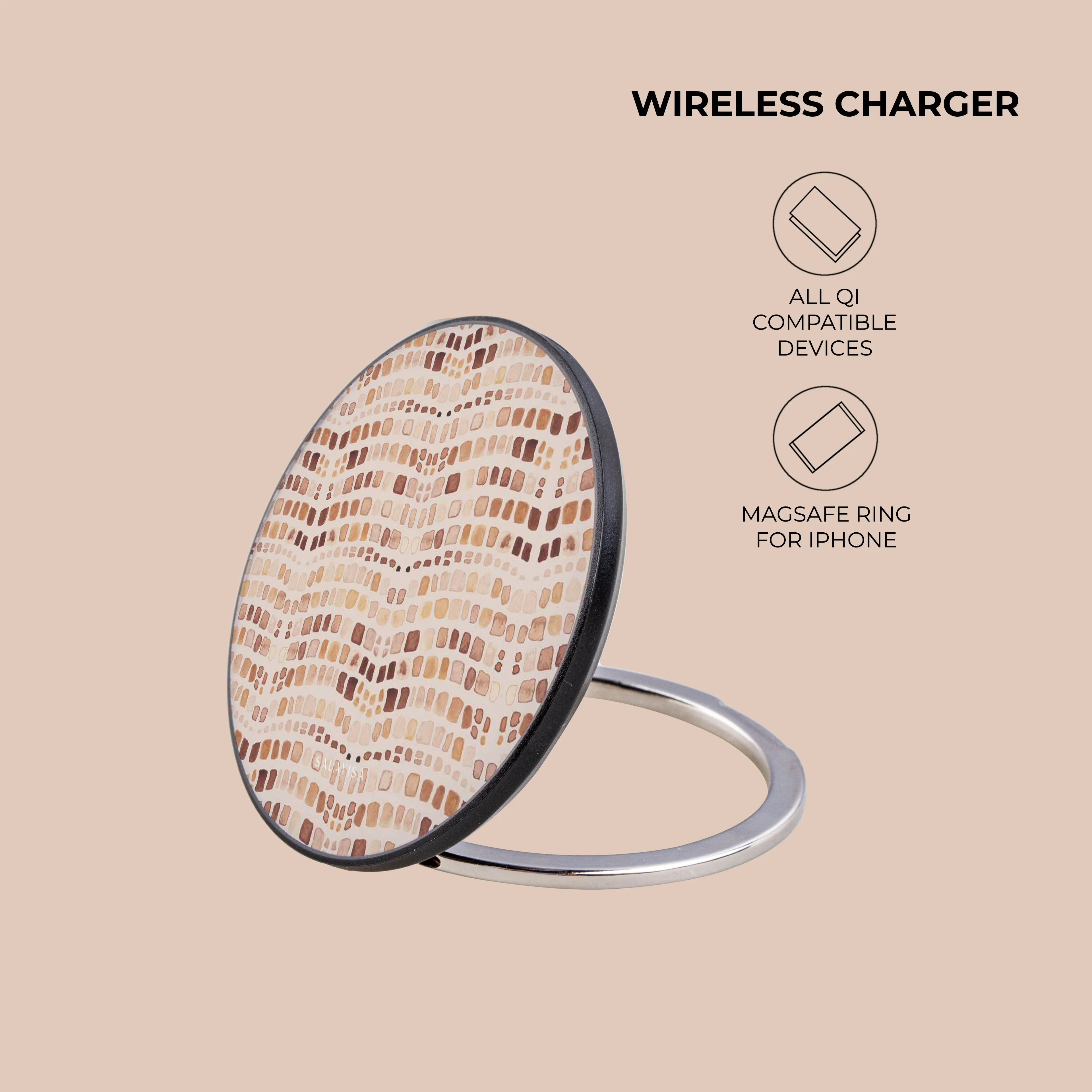 Beige Watercolor Safari Wireless Charger