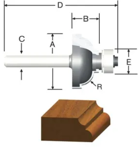 Bosch 23144 Router Bit 3/8R Cove