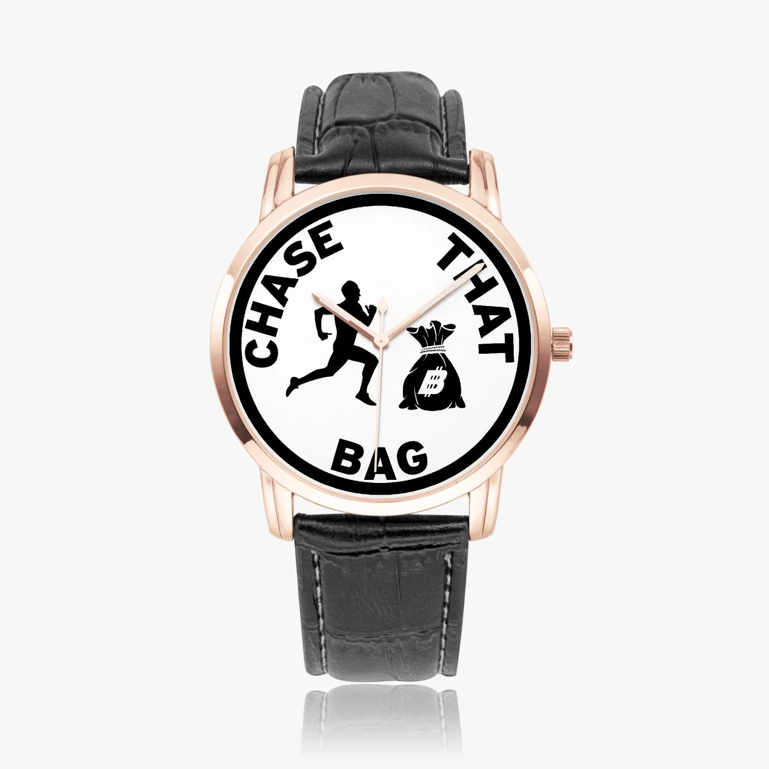 ''Chase that bag'' (Black logo) [White face] Instafamous Quartz watch