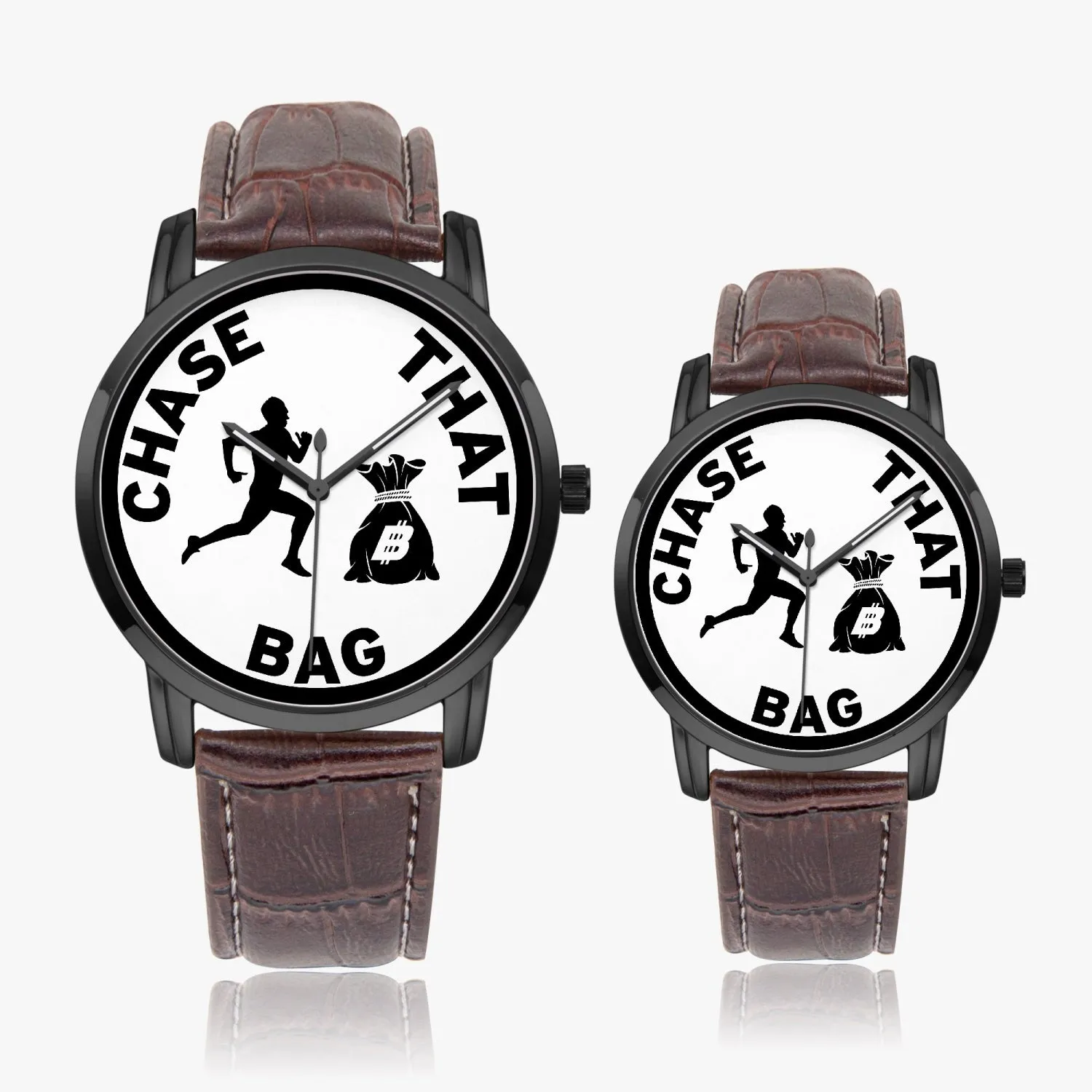 ''Chase that bag'' (Black logo) [White face] Instafamous Quartz watch