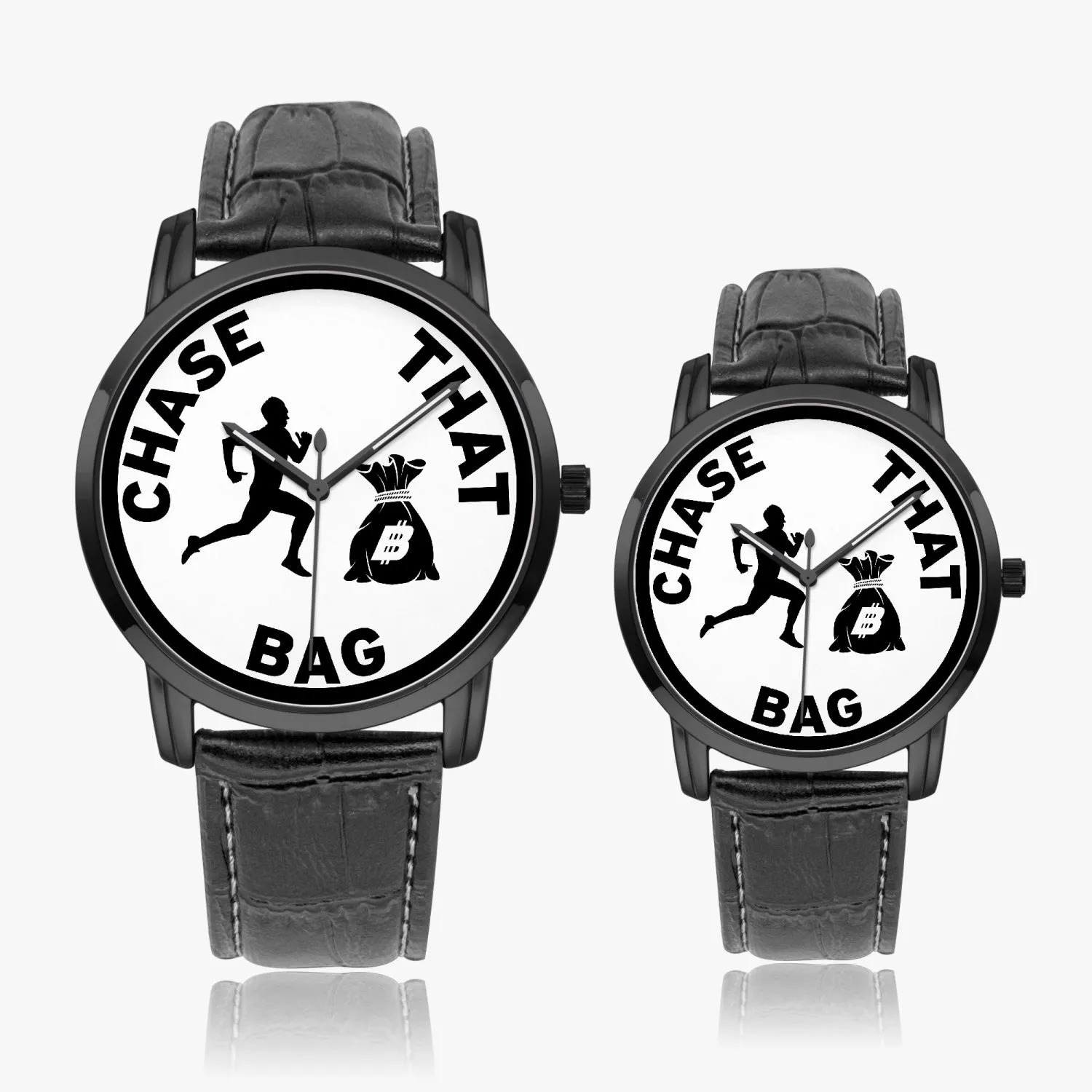 ''Chase that bag'' (Black logo) [White face] Instafamous Quartz watch