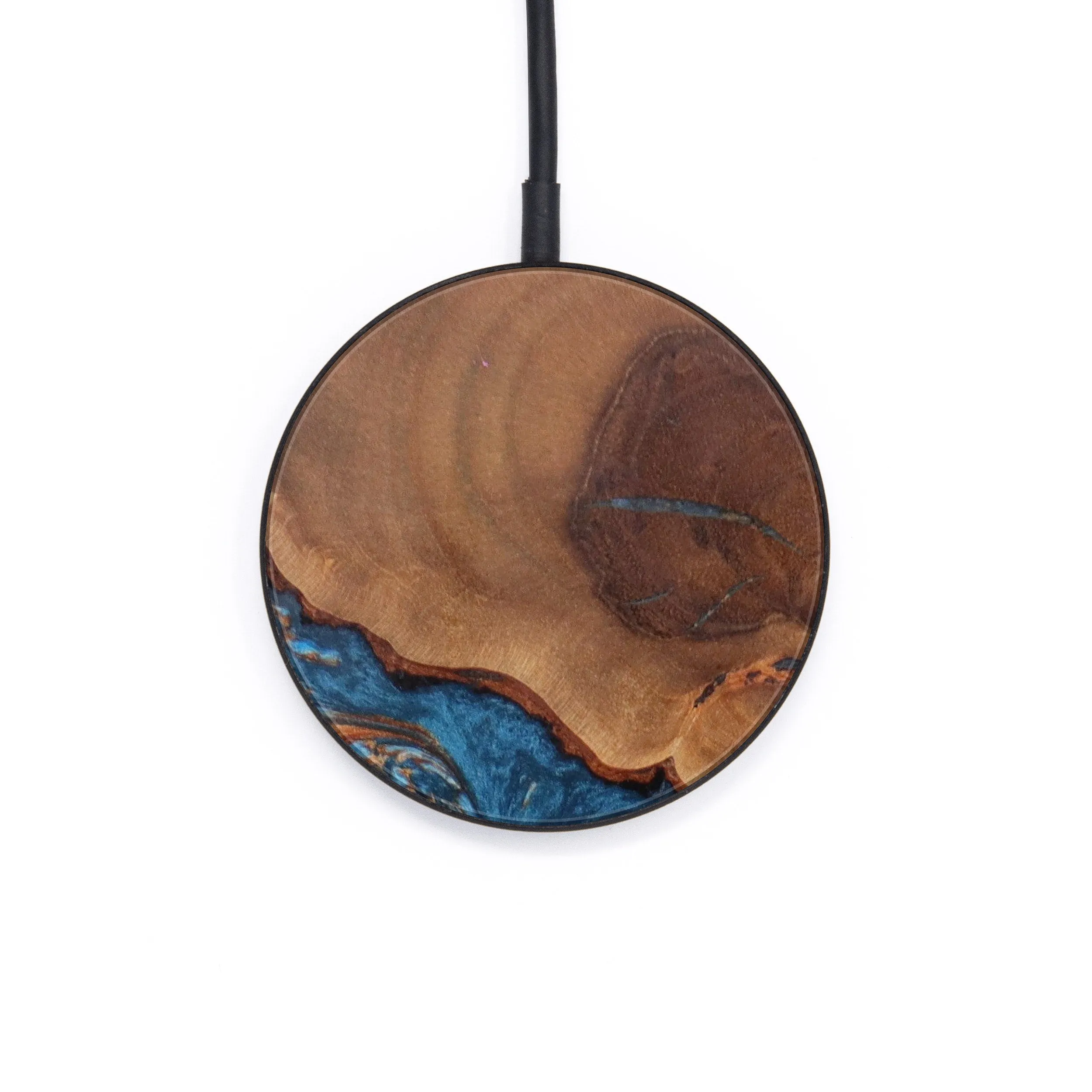 Circle Wood Resin Wireless Charger - Aaron (Teal & Gold, 610144)