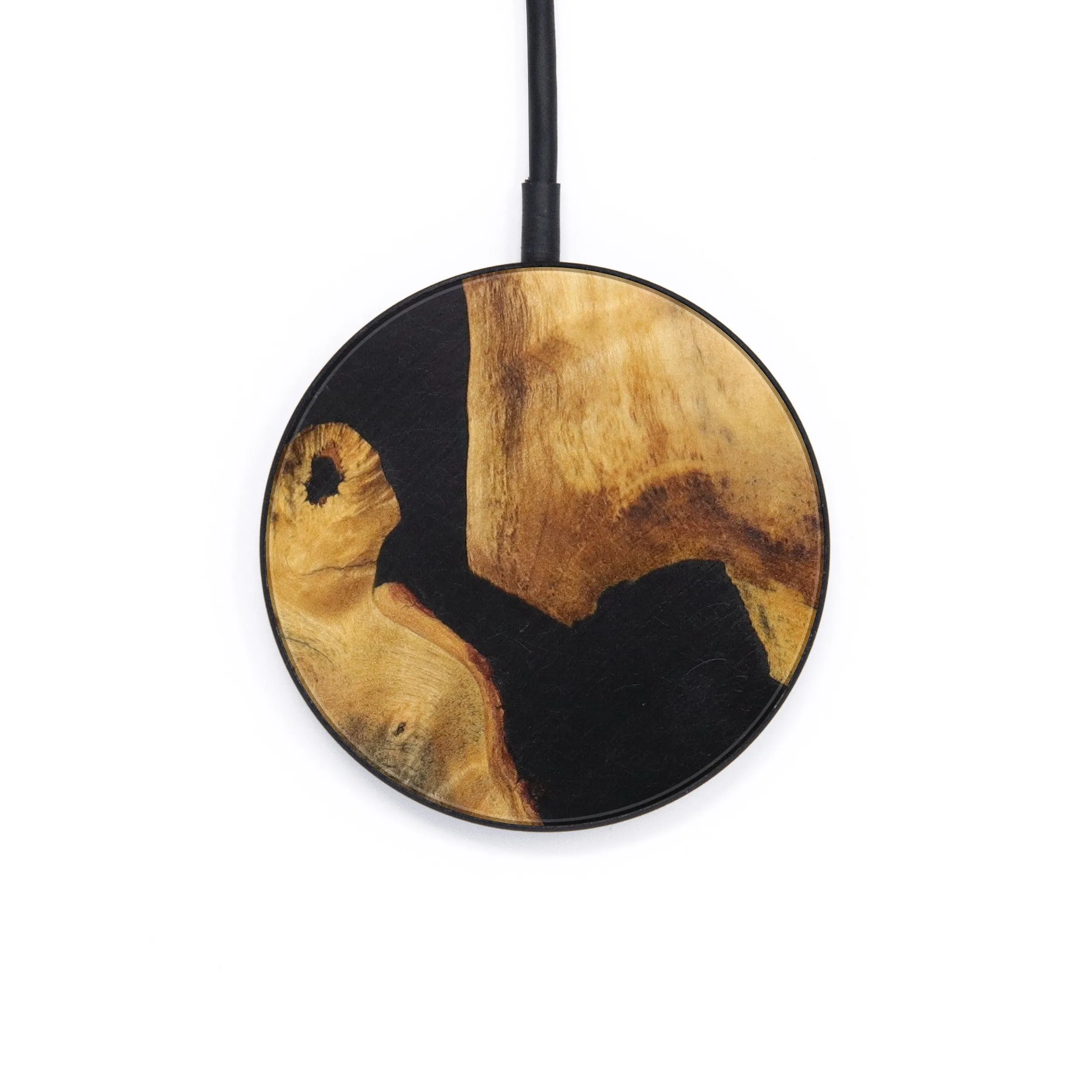 Circle Wood Resin Wireless Charger - Chelsie (Pure Black, 610165)