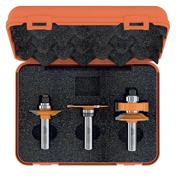 CMT 3 Piece Glass Panel Carbide Tipped Router Bit Set