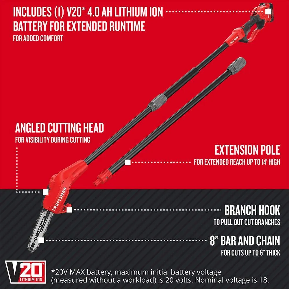 CRAFTSMAN V20 Pole Saw, 14-Foot (CMCCSP20M1)