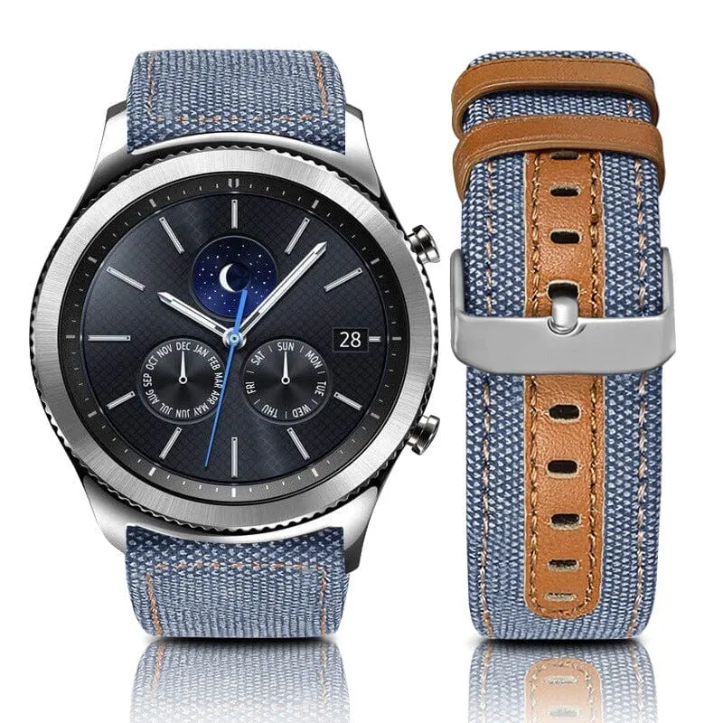 Denim & Leather Watch Straps Compatible with the Garmin Vivomove 3