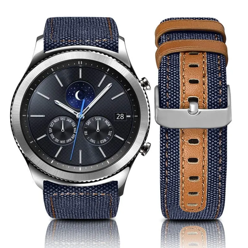 Denim & Leather Watch Straps Compatible with the Garmin Vivomove 3