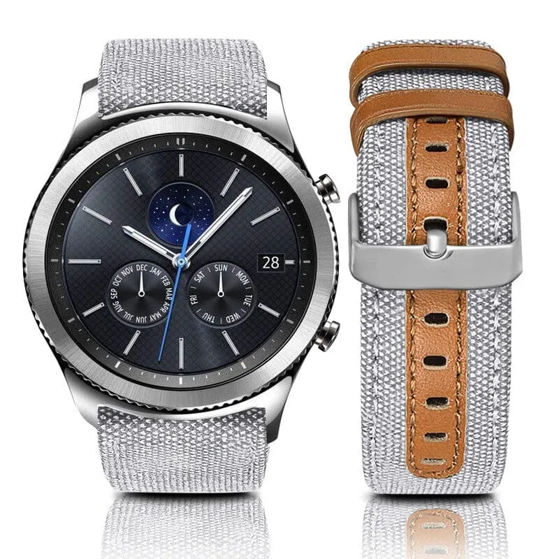 Denim & Leather Watch Straps Compatible with the Garmin Vivomove 3