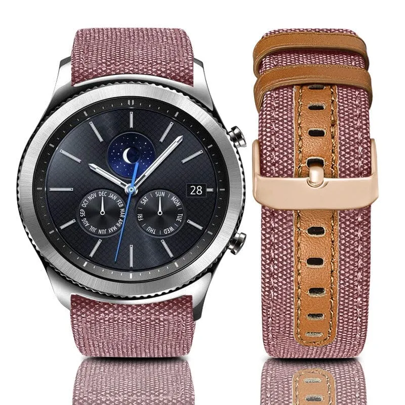 Denim & Leather Watch Straps Compatible with the Garmin Vivomove 3