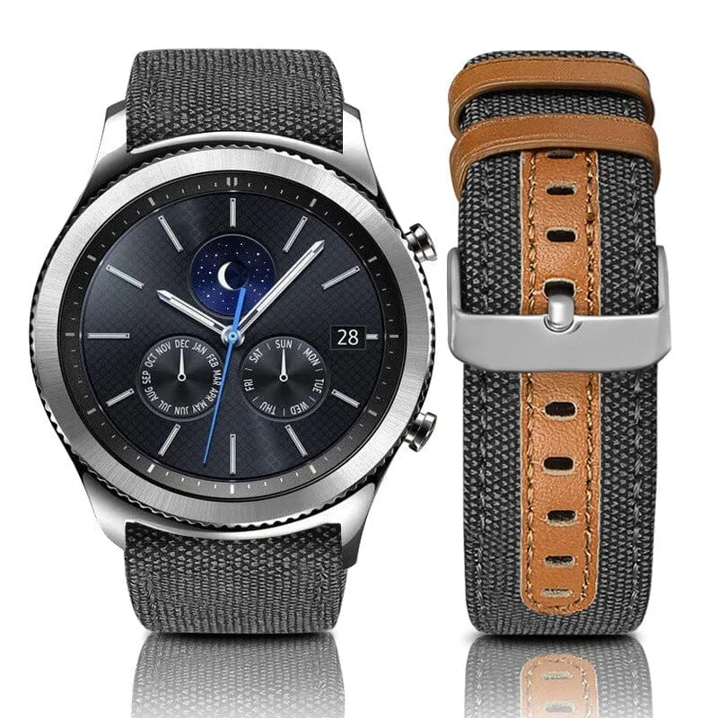 Denim & Leather Watch Straps Compatible with the Kogan Active 3 Pro