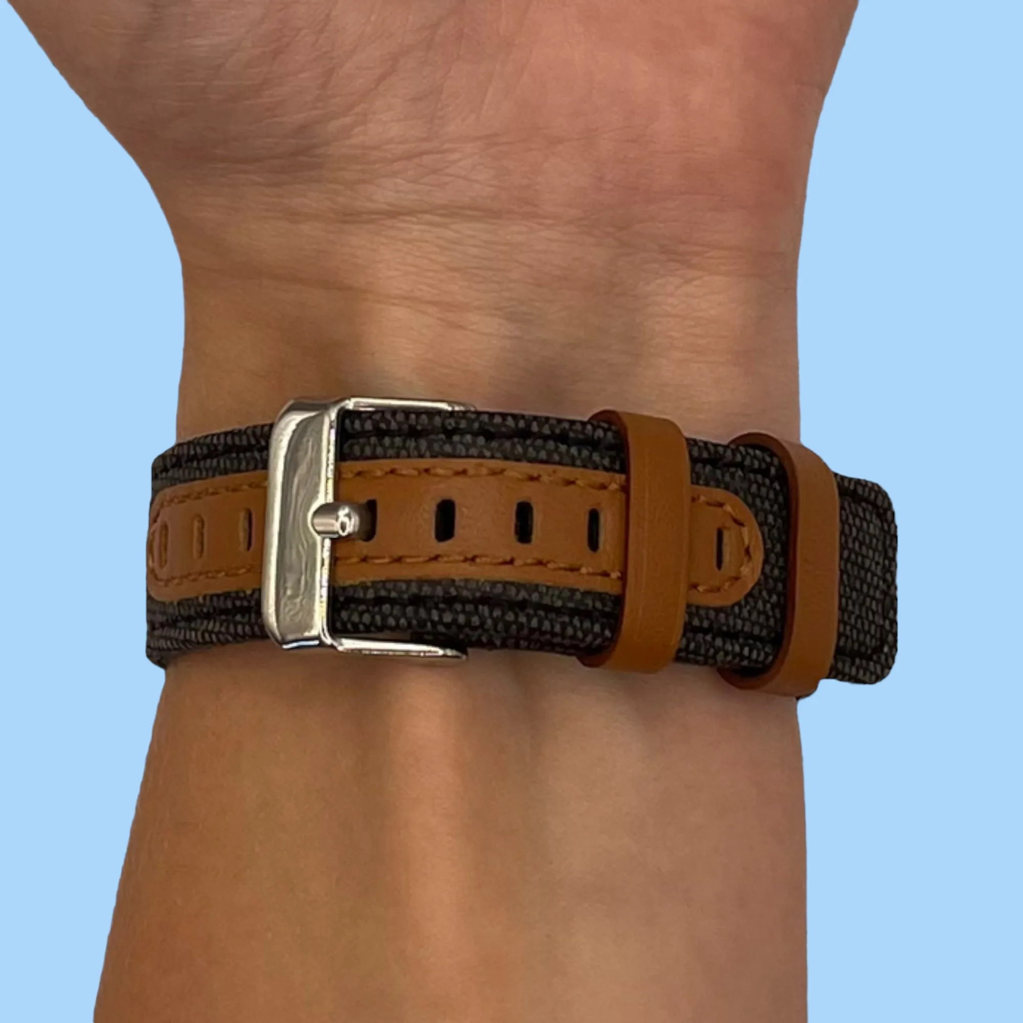 Denim & Leather Watch Straps Compatible with the Kogan Active 3 Pro