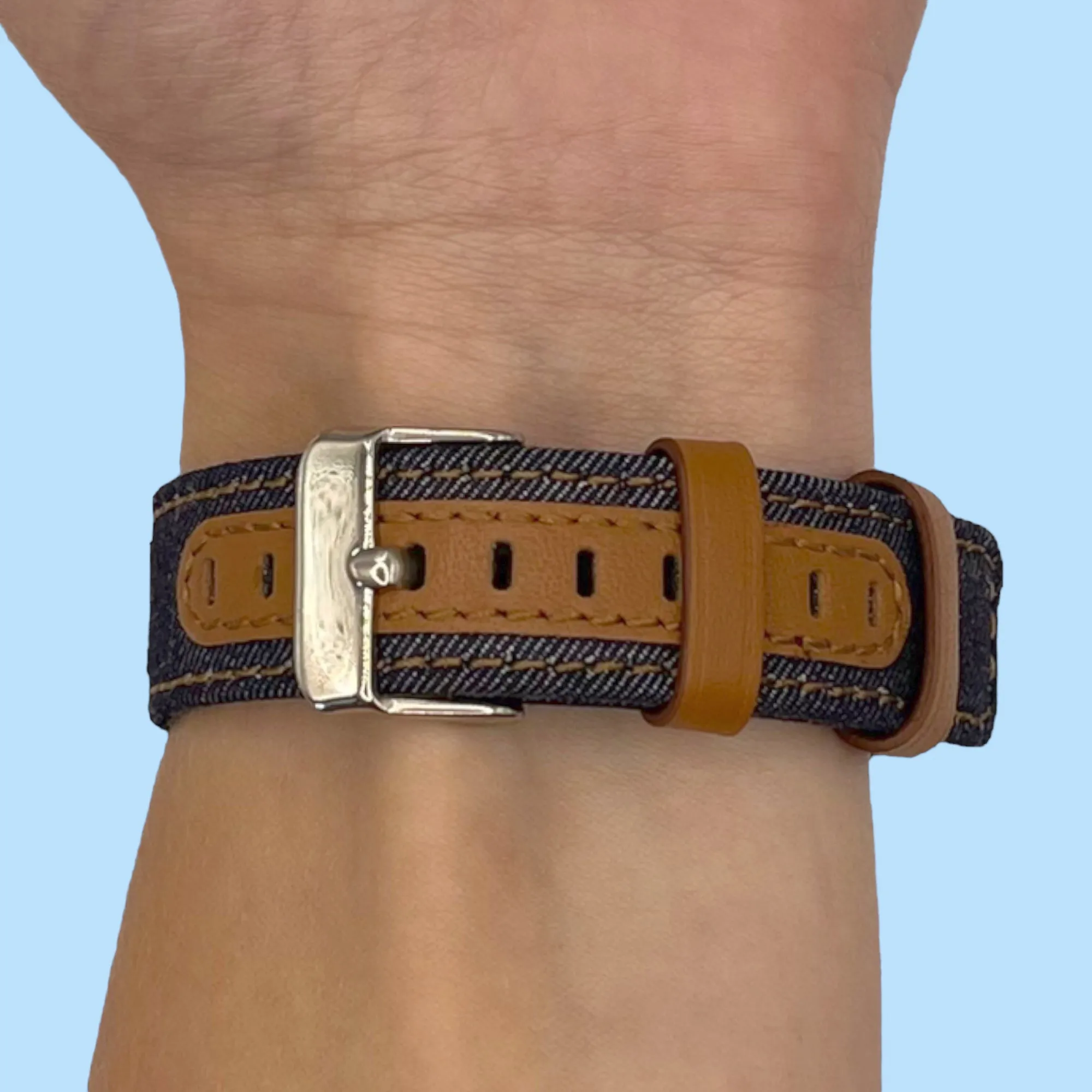 Denim & Leather Watch Straps Compatible with the Kogan Active 3 Pro