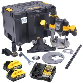 Dewalt DCW620H2-GB 18V XR Brushless 1/2" Plunge Router with 2 x 5.0Ah Powerstack Battery Charger & TSTAK Case