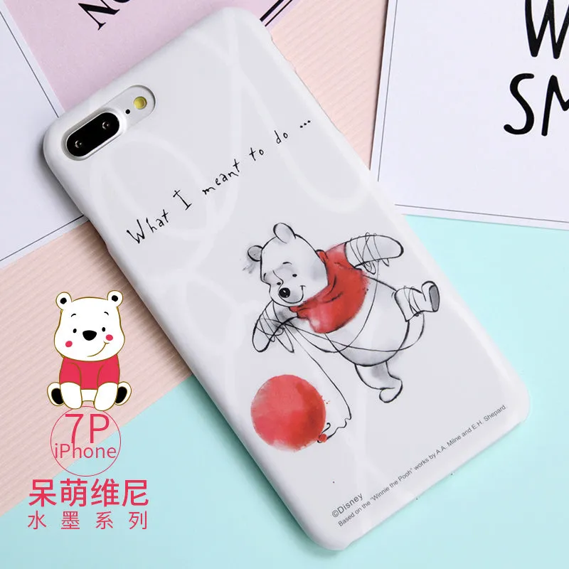 Disney Winnie-the-Pooh Ink Wash Painting PC Cover Case for Apple iPhone SE/8/7 & iPhone 8/7 Plus