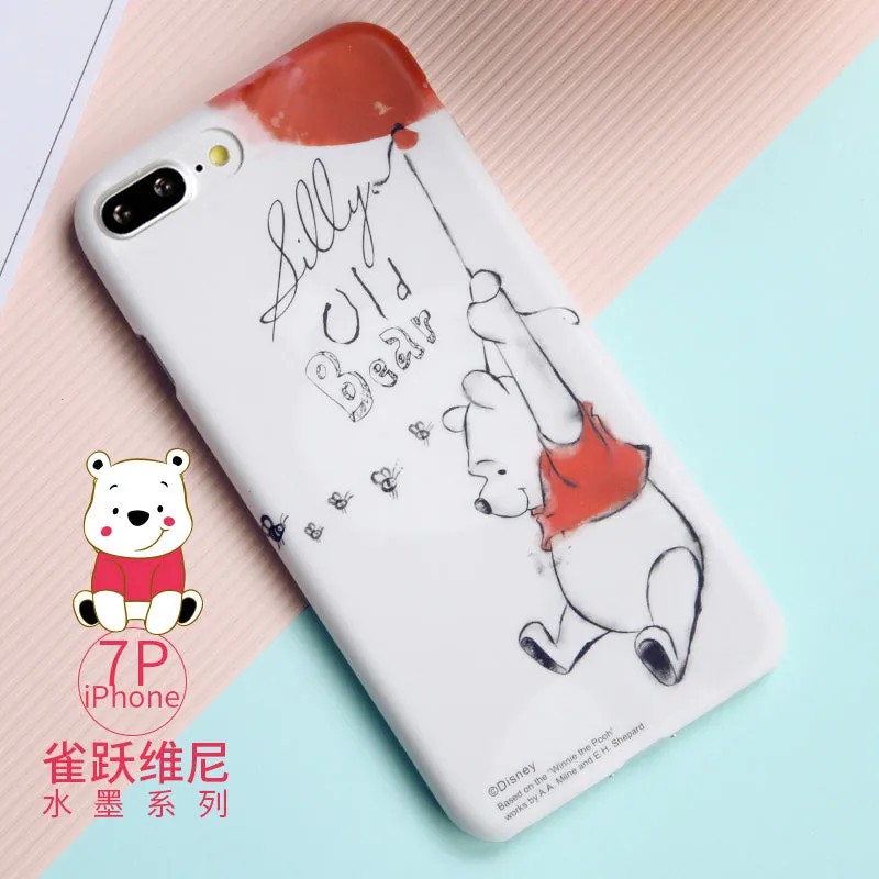 Disney Winnie-the-Pooh Ink Wash Painting PC Cover Case for Apple iPhone SE/8/7 & iPhone 8/7 Plus