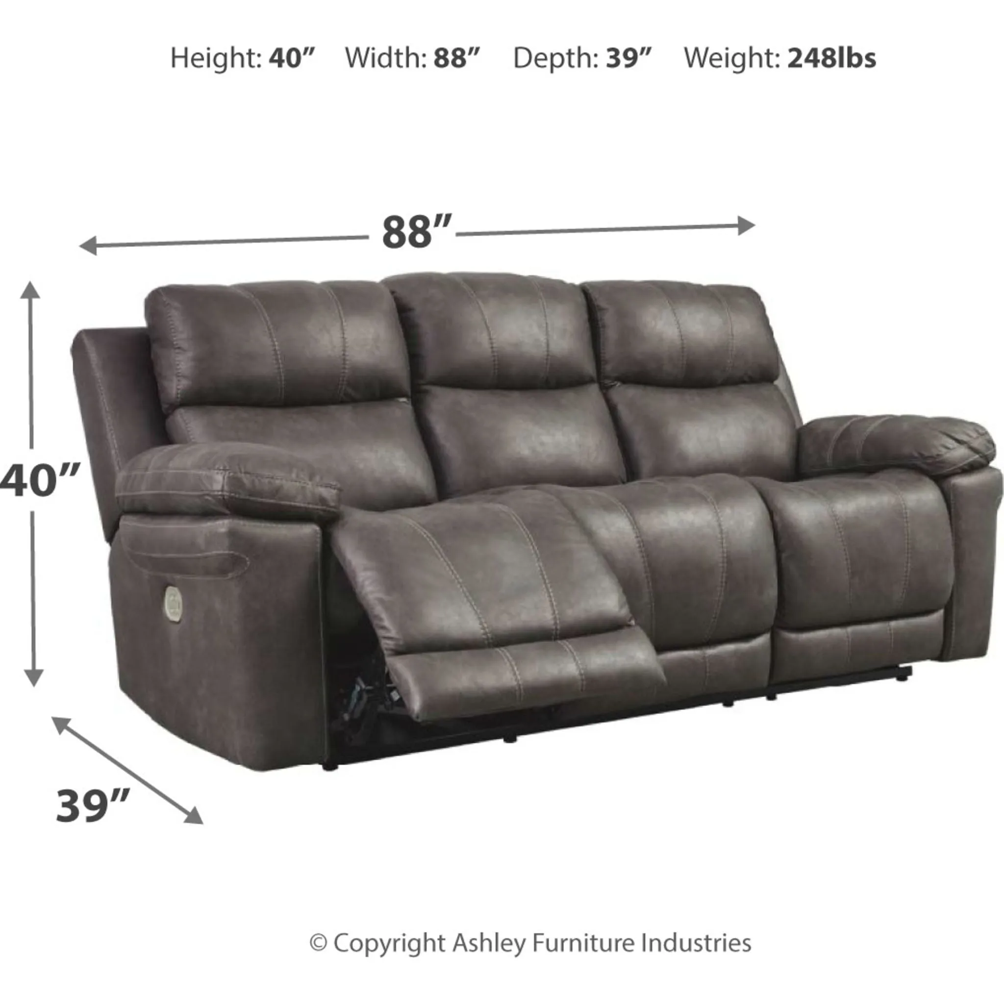 Erlangen Power Reclining Sofa With Power Headrest - Midnight