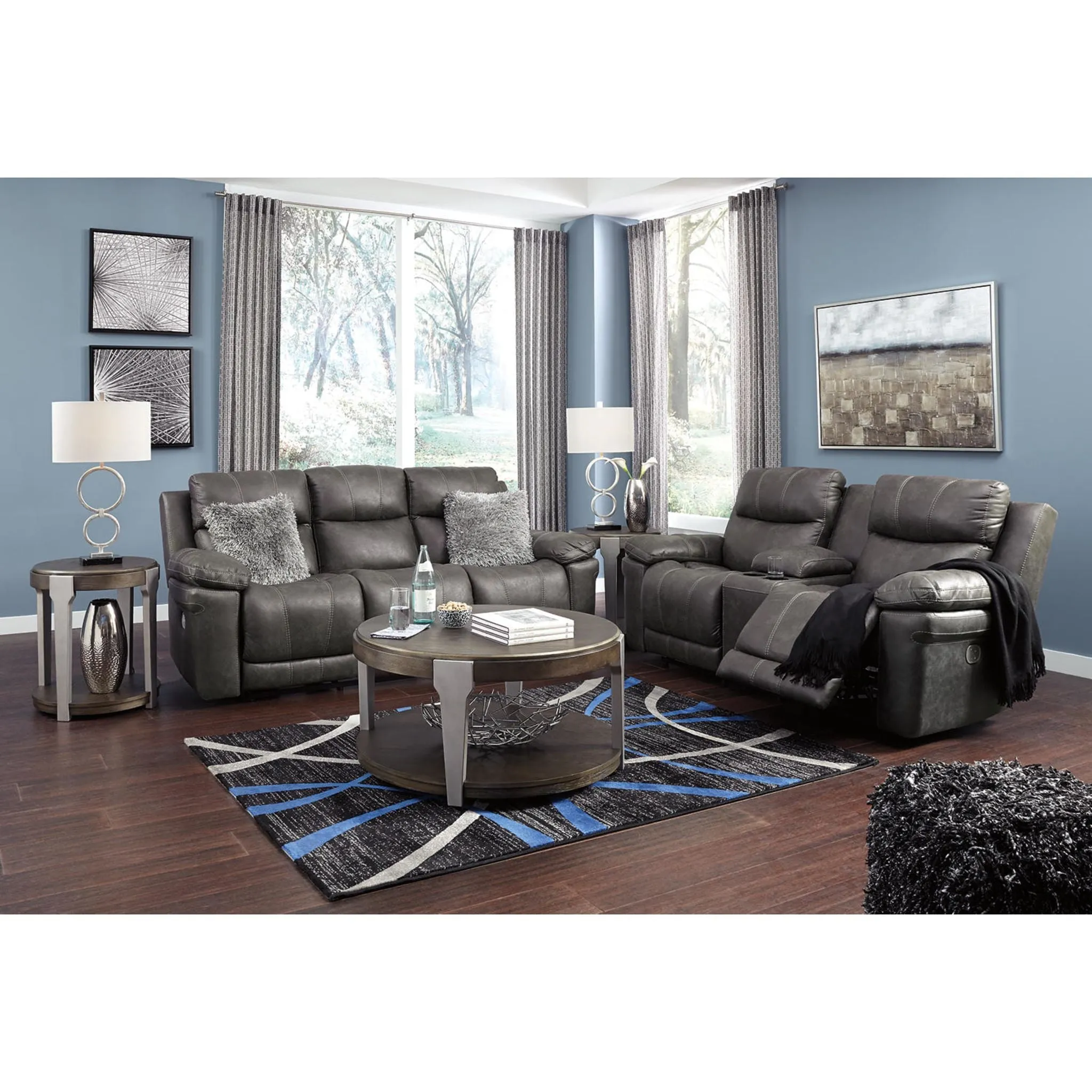 Erlangen Power Reclining Sofa With Power Headrest - Midnight