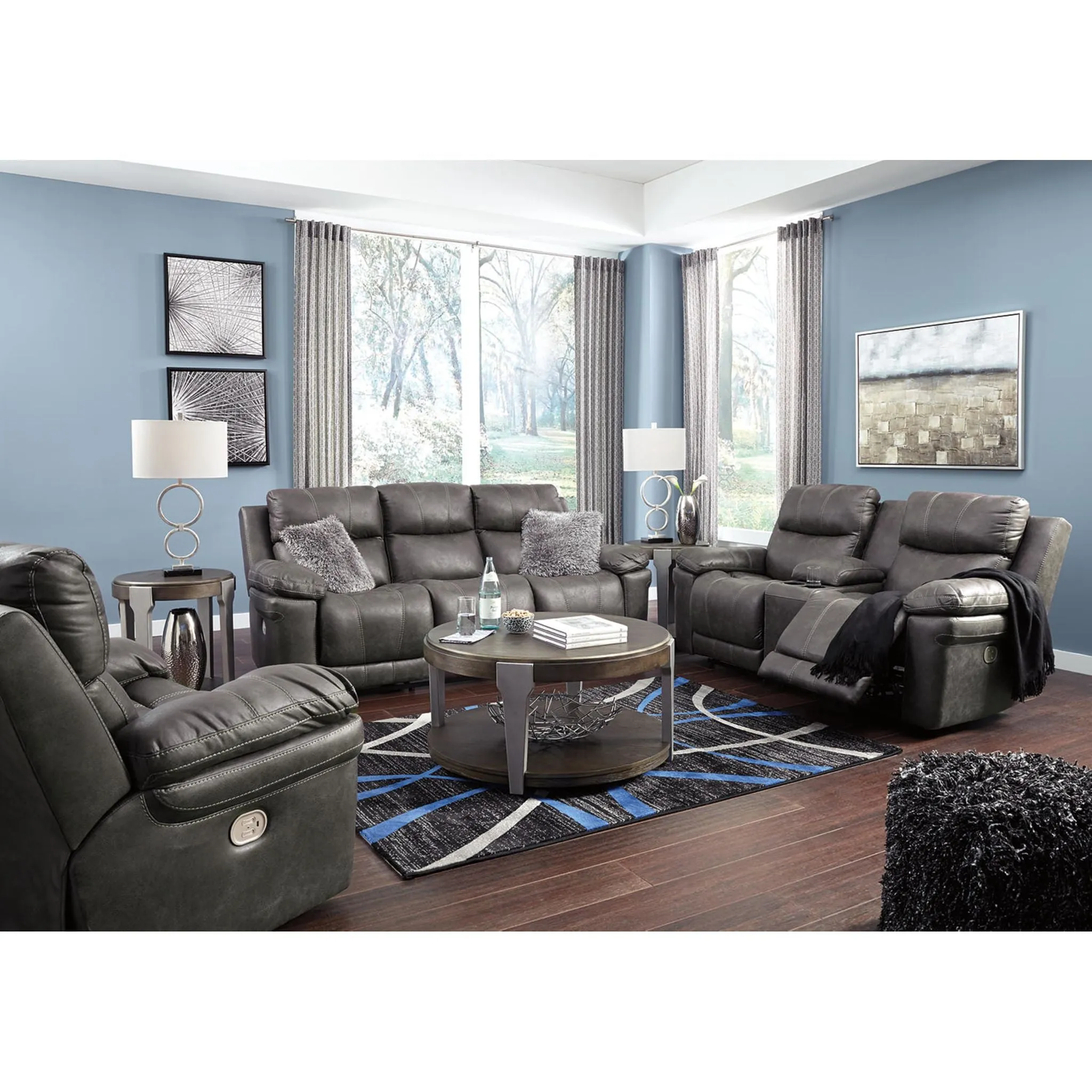 Erlangen Power Reclining Sofa With Power Headrest - Midnight