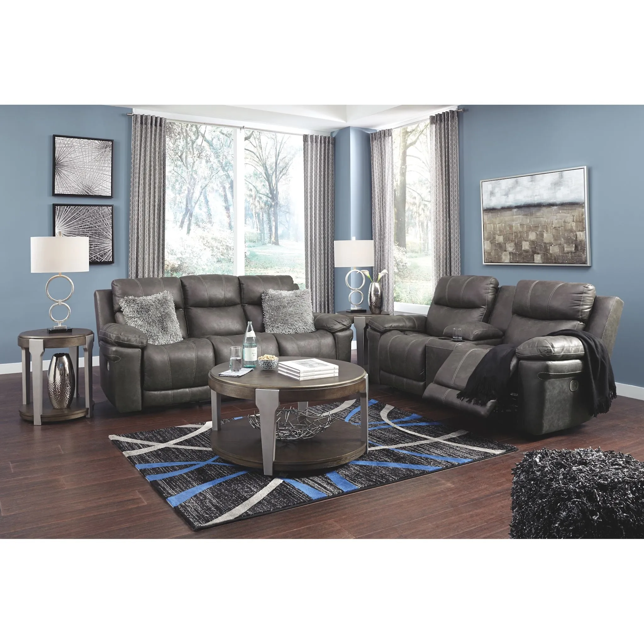 Erlangen Power Reclining Sofa With Power Headrest - Midnight