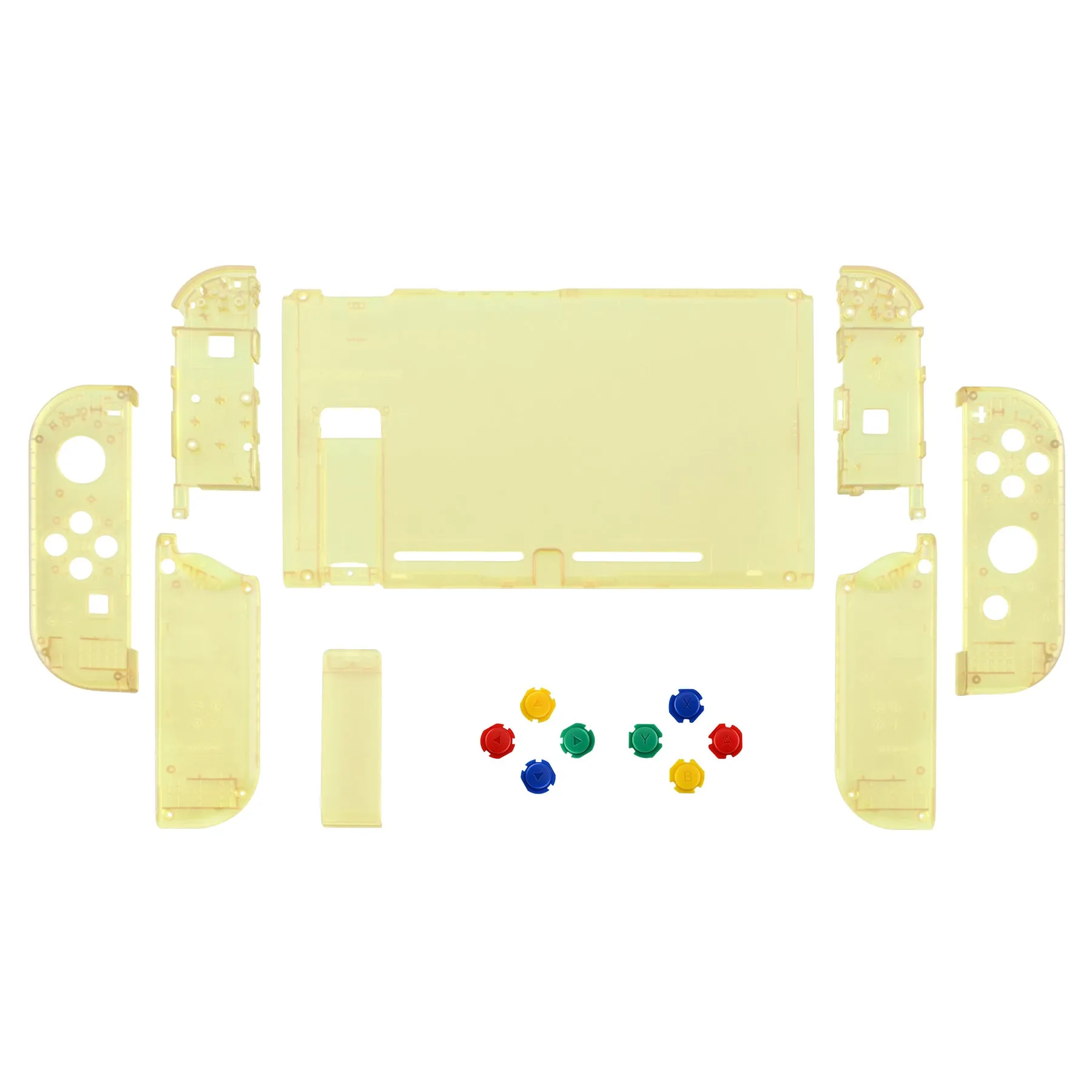 eXtremeRate Back Plate for NS Switch Console, NS Joycon Handheld Controller Housing with Colorful Buttons, DIY Replacement Shell for Nintendo Switch -Amber Yellow - QM509