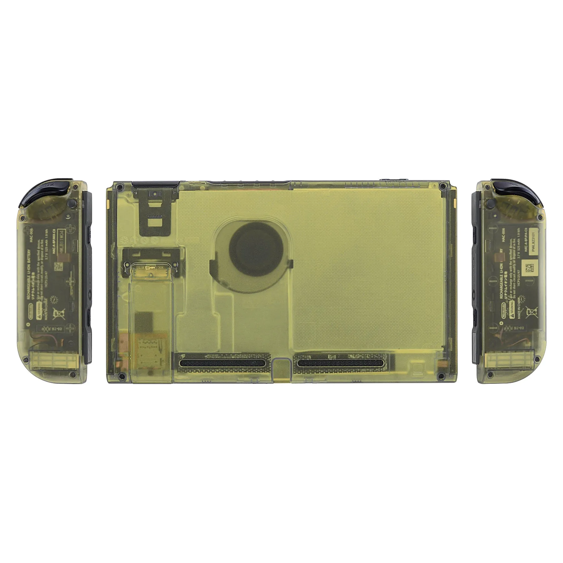 eXtremeRate Back Plate for NS Switch Console, NS Joycon Handheld Controller Housing with Colorful Buttons, DIY Replacement Shell for Nintendo Switch -Amber Yellow - QM509