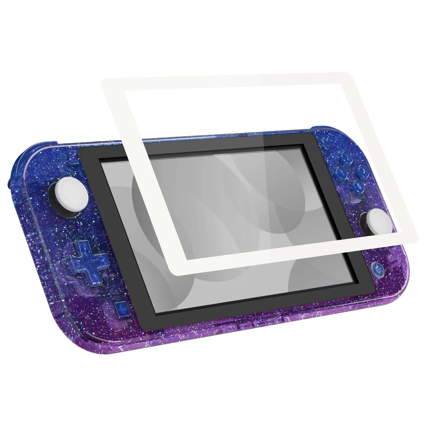 eXtremeRate Glitter Gradient Translucent Bluebell DIY Replacement Shell for Nintendo Switch Lite, NSL Handheld Controller Housing with Screen Protector, Custom Case Cover for Nintendo Switch Lite - DLP320