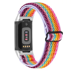 Fitbit Charge 5 elastic nylon watch strap - Rainbow