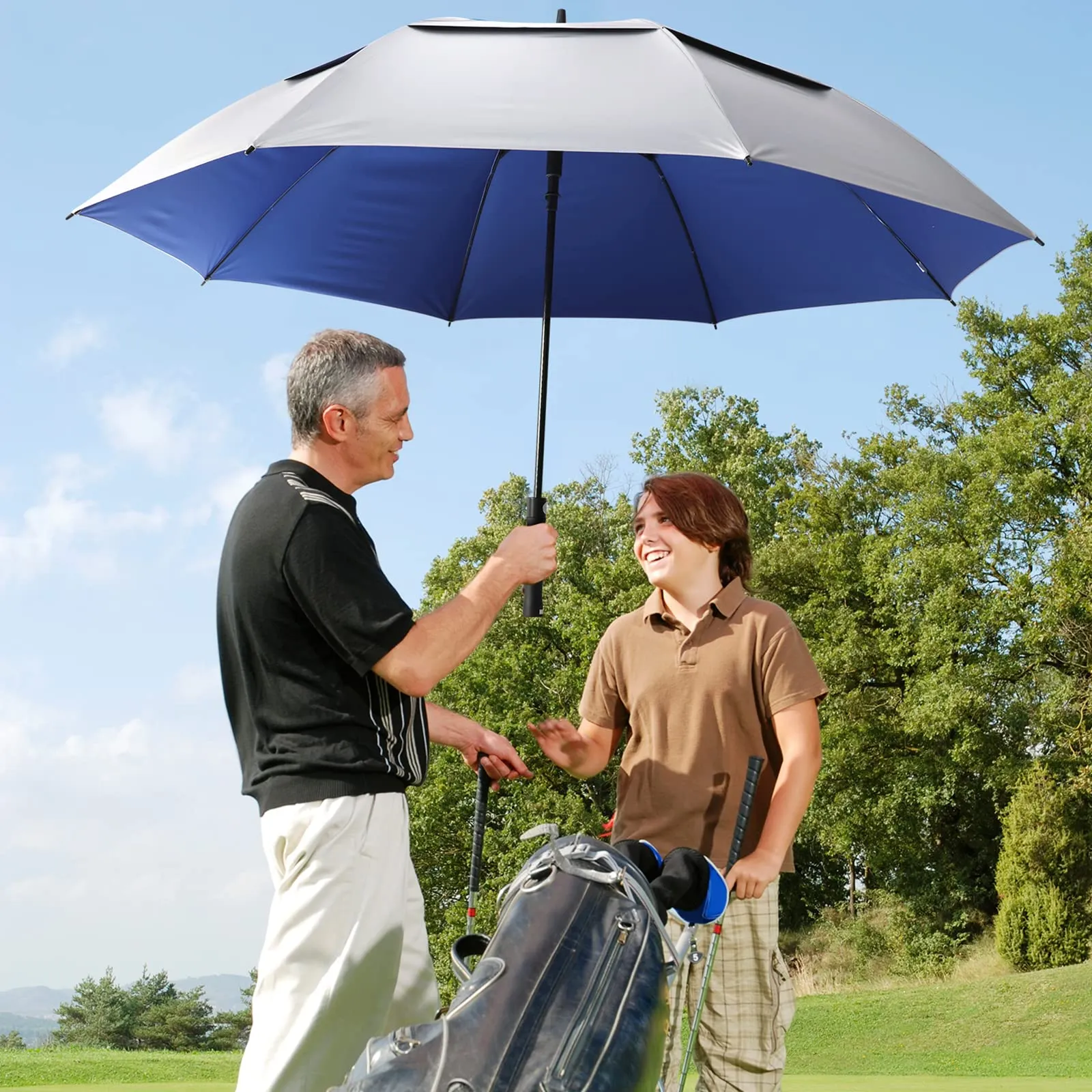 G4Free Vented UV Golf/Beach Umbrella 68 Arc, Auto Open Oversize Extra Large Windproof Sun Shade Rain Umbrellas