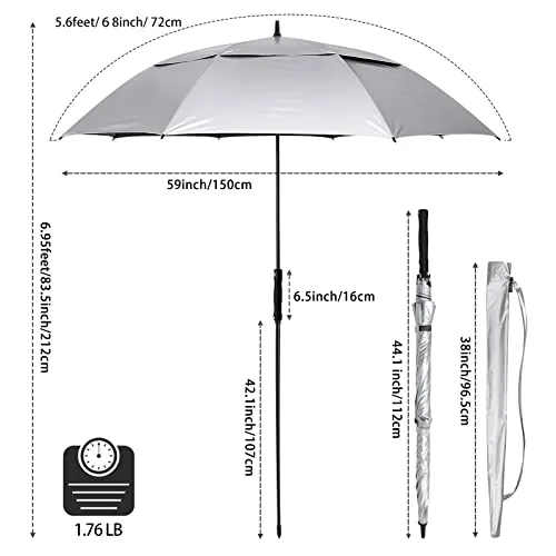 G4Free Vented UV Golf/Beach Umbrella 68 Arc, Auto Open Oversize Extra Large Windproof Sun Shade Rain Umbrellas